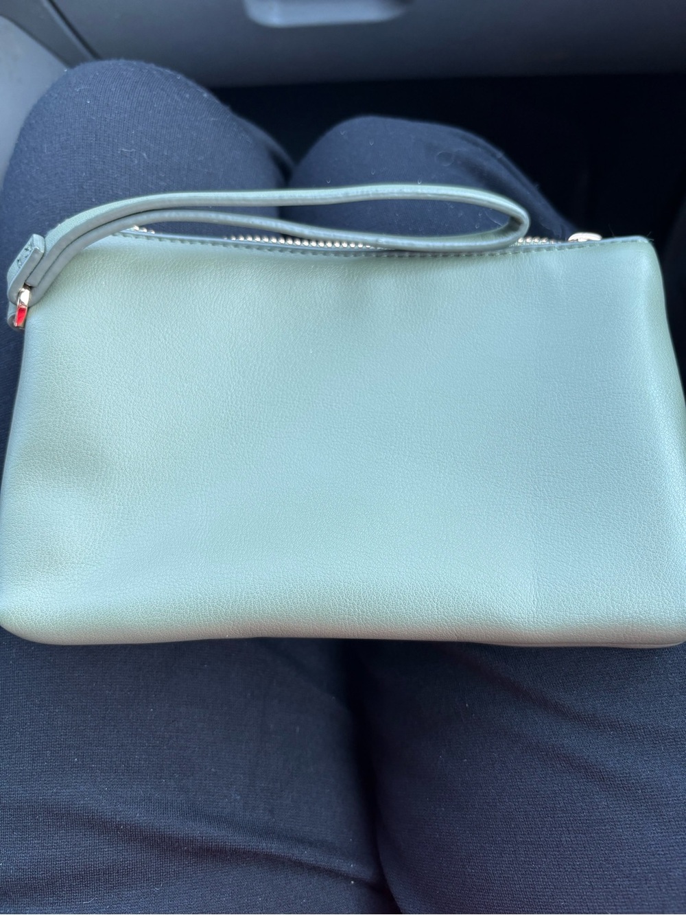 a.new.day Sage Green Wristlet Pouch Minimalist Cosmetic Bag Zip Clutch
